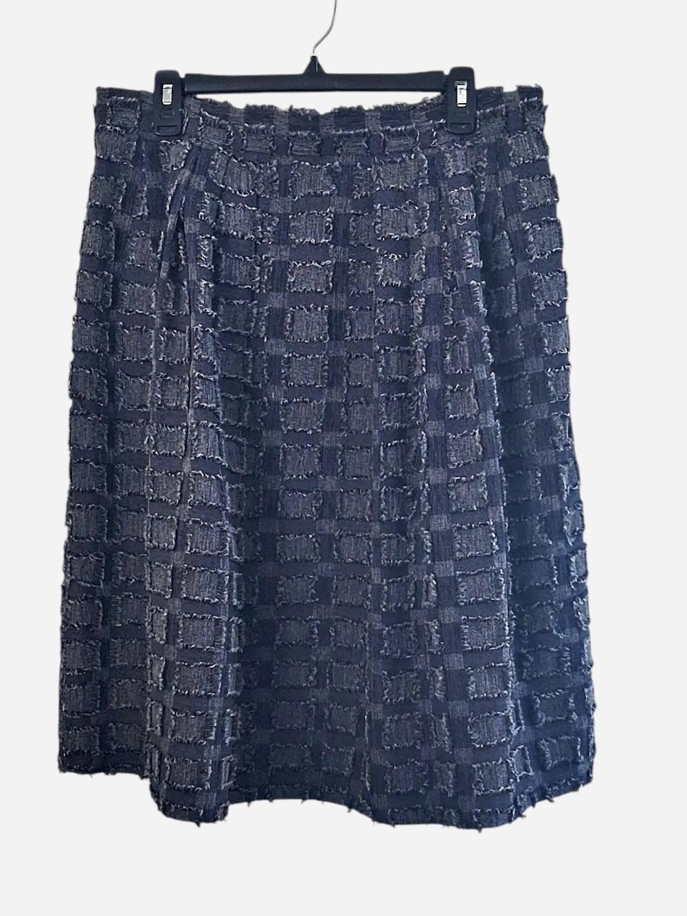 New York & Company Navy Textured Check A-Line Skirt